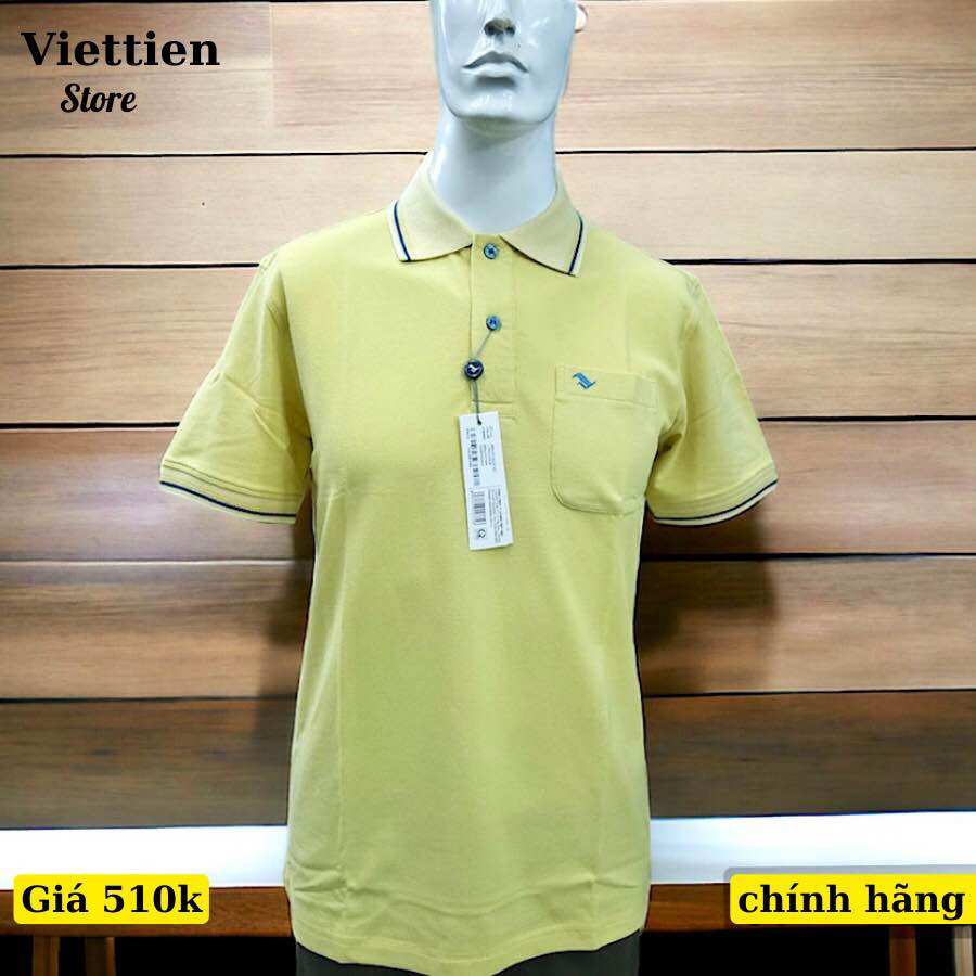 Áo thun nam việt tiến màu vàng trơn 100% cotton chính hãng