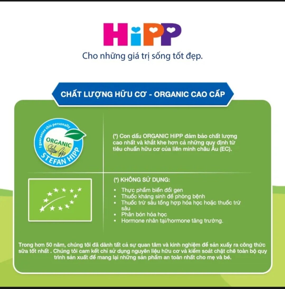 Sữa bột HiPP Organic Combiotic vị nhạt thanh số 1,2,3,4 800g (từ 0-6 tuổi)