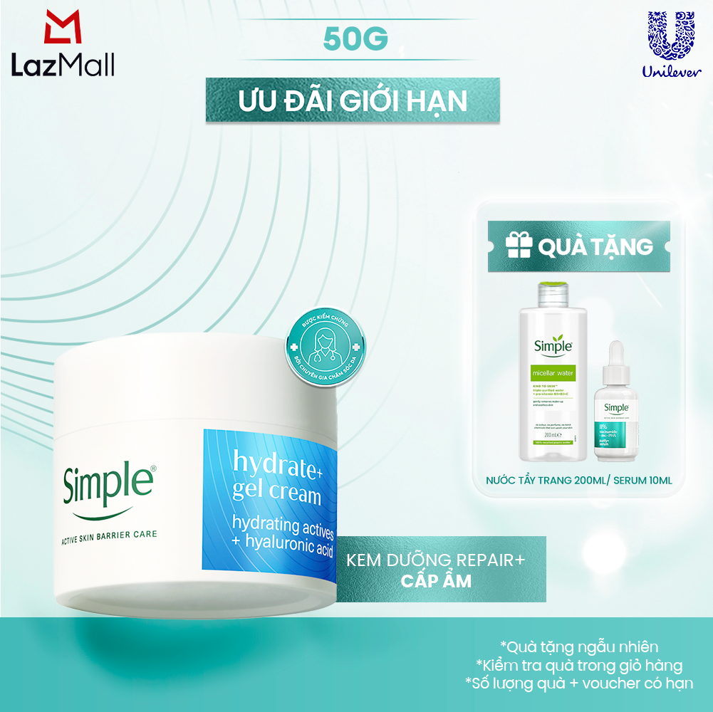 [MỚI] Kem Dưỡng Simple Repair+ 50ml Cải Thiện Hàng Rào Bảo Vệ Da Sau 2 Giờ - cấp ẩm