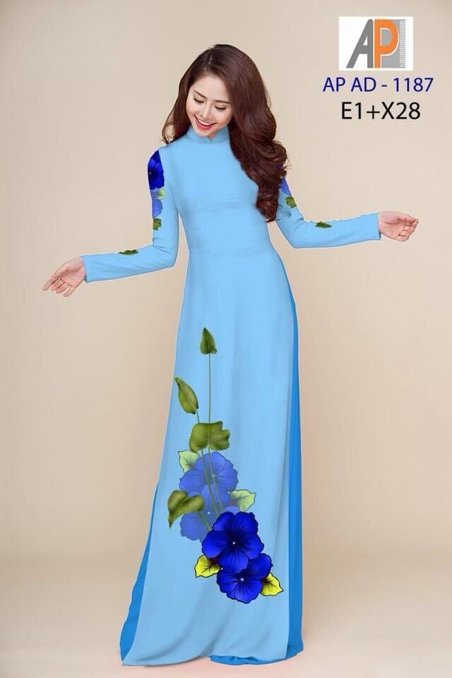 Vải áo dài in họa lan hồ điệp