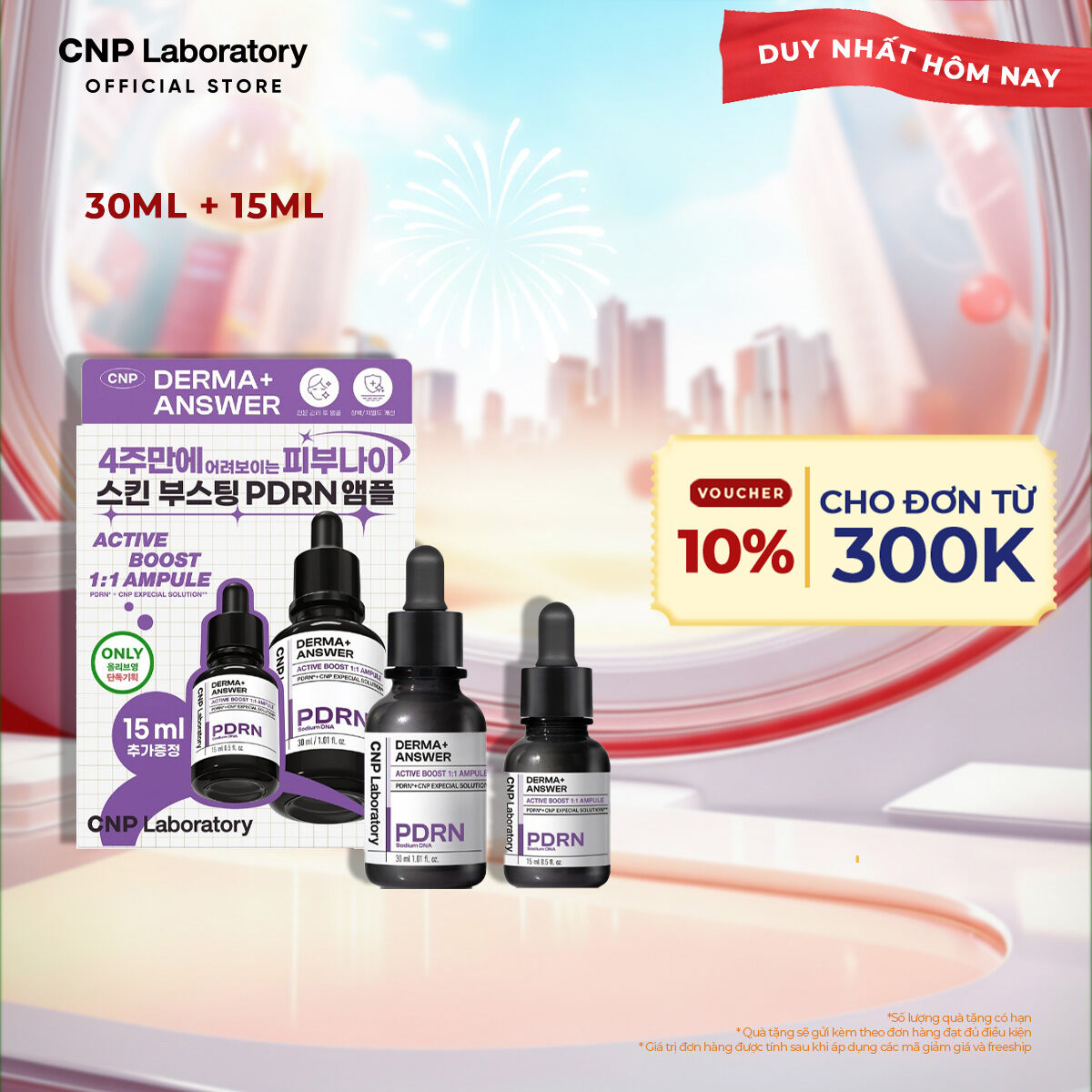   CNP Laboratory Official  Set Tinh chất PDRN căng bóng sáng da hỗ trợ tái sinh CNP Derma Answer Active Boost Ampule 15 + 30ml 