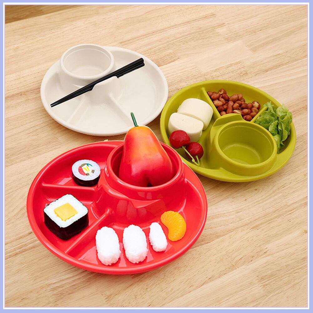 Khay ăn dặm 4 ngăn Inomata Nhật Bản có chỗ để cốc,thìa cho bé
