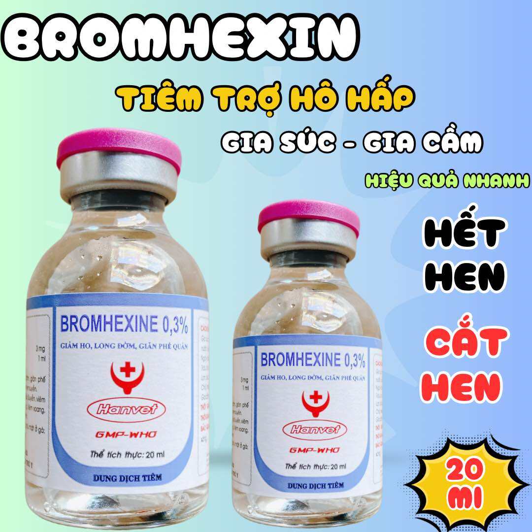 Bromhexin giảm ho, long đờm cho gà heo trâu bò