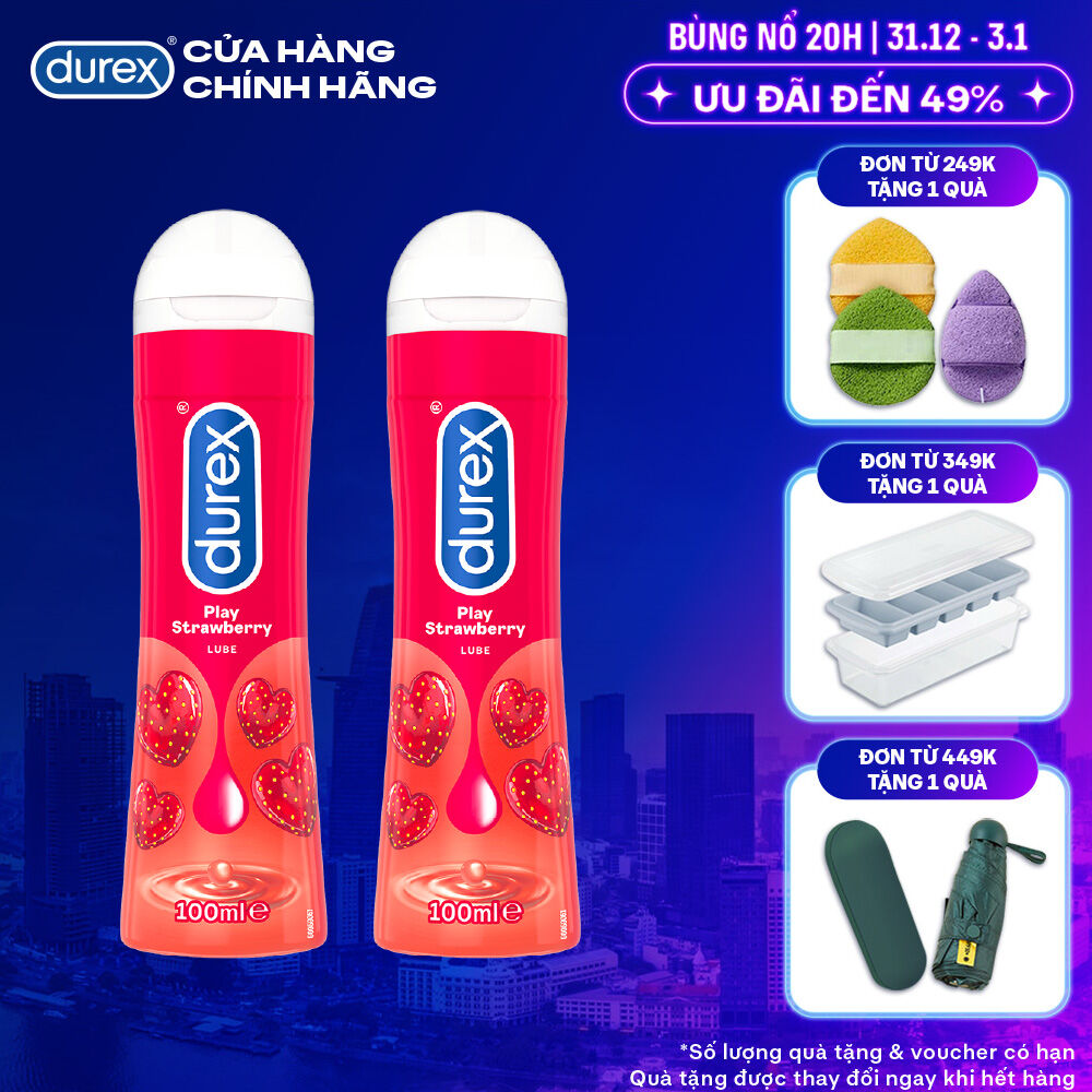Bộ 2 Gel bôi trơn Durex Play Strawberry hương dâu 100ml chai