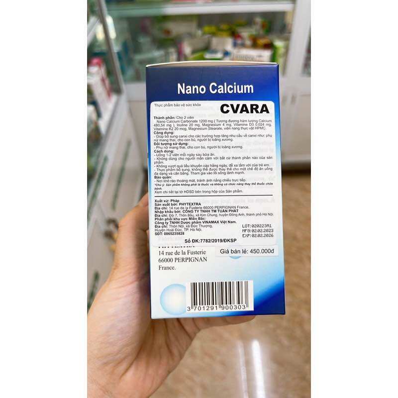 Canxi Cvara hộp 60 viên ⚡nhập khẩu Pháp⚡