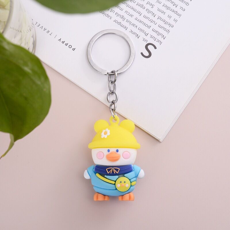 Móc khoá vịt đeo cặp đội nón