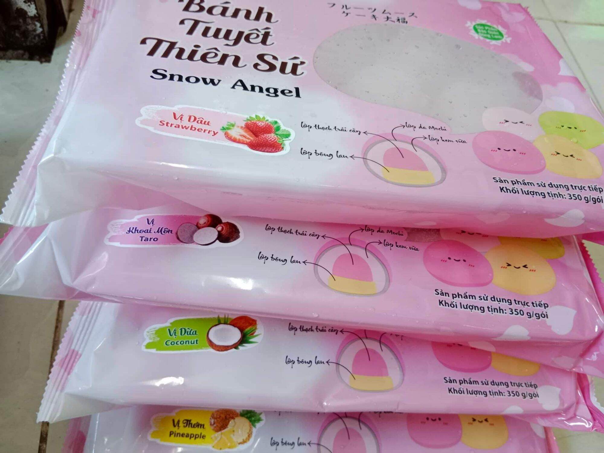 Bánh tuyết thiên sứ mochi dâu ( Ship hoả tốc TP.HCM)