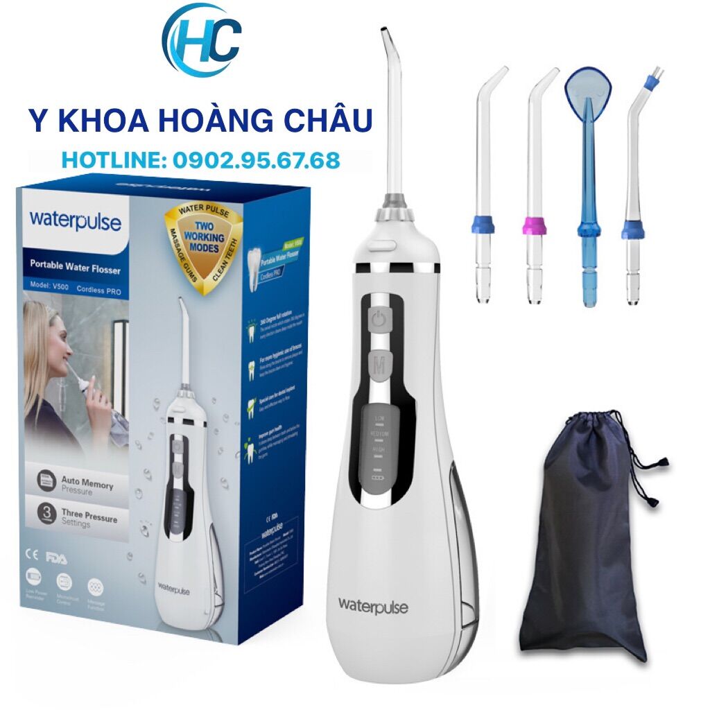 Máy tăm nước cầm tay Waterpulse V500 Pro -Xịt vệ sinh răng miệng, Niềng Răng