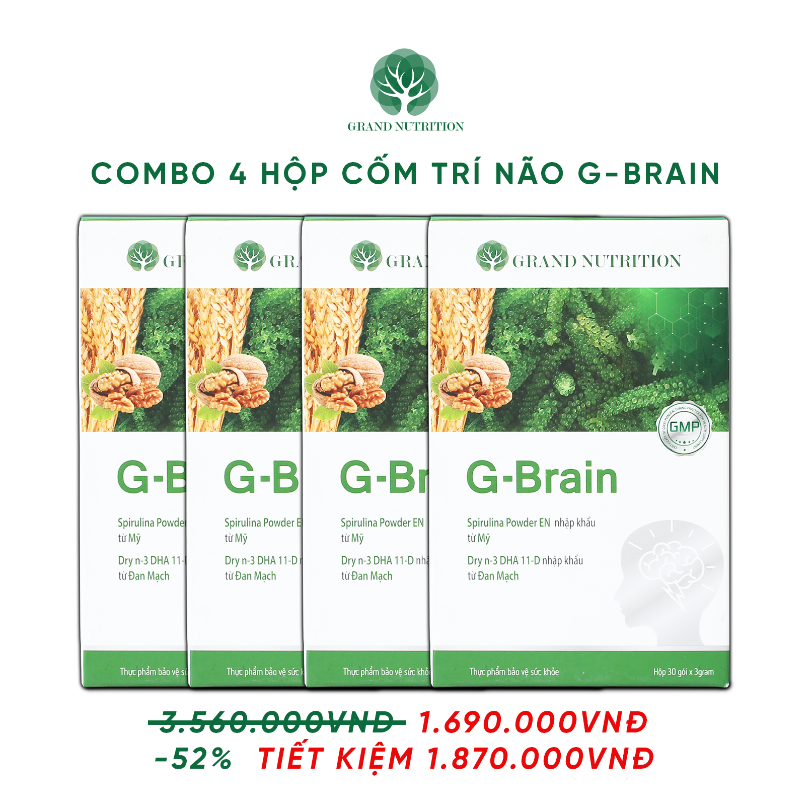 Combo 4 hộp gbrain - cốm trí não g brain