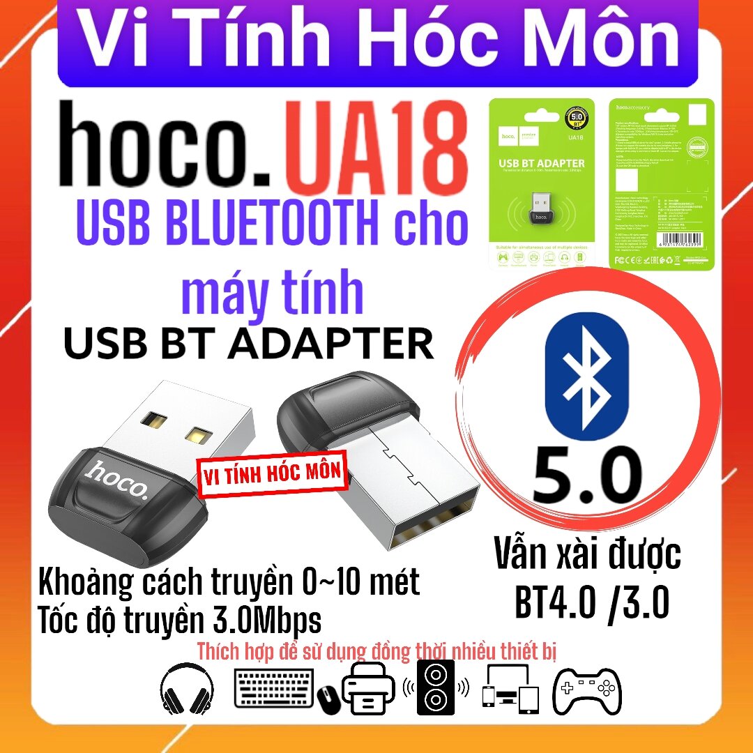 Hoco UA18 Usb bluetooth cho máy tính giúp kết nối loa headphone tai nghe loa bluetooth