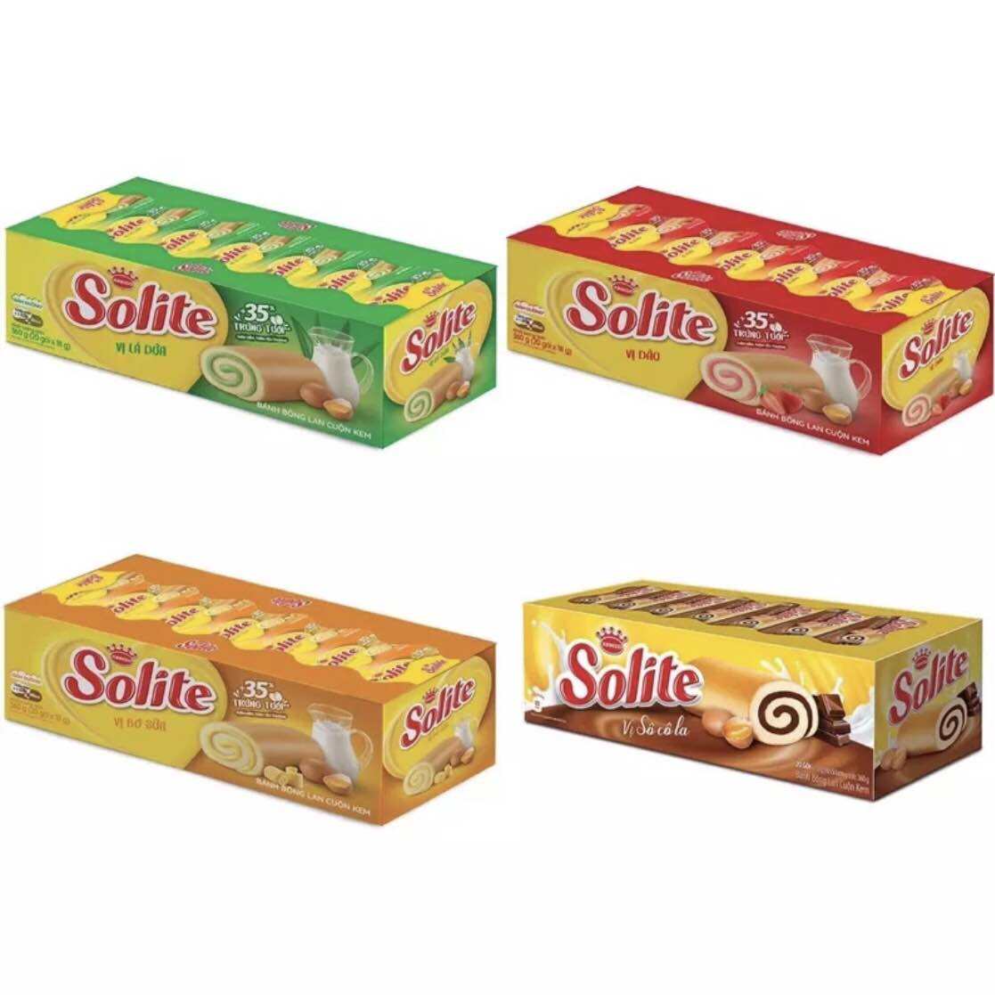 Bánh bông lan cuộn Solite Kinh Đô hộp 20 cái (360g)