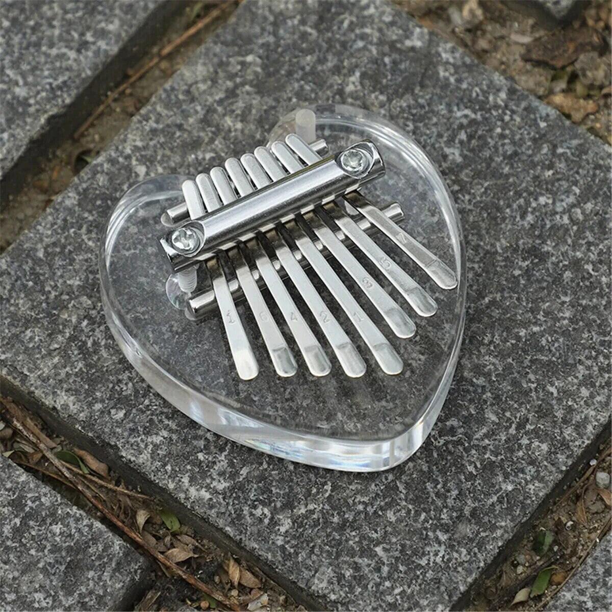 Miwayer Mini Kalimba 8 Phím Cầu Vồng Trong Suốt Trái Tim Pha Lê Acrylic Ngón Tay Cái Đàn Piano Ngón 