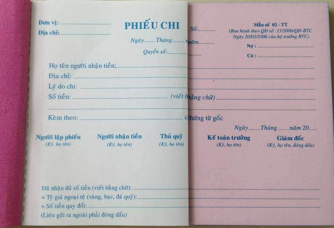 [HCM]Combo 5 quyển Phiếu Chi 1/2/3 liên