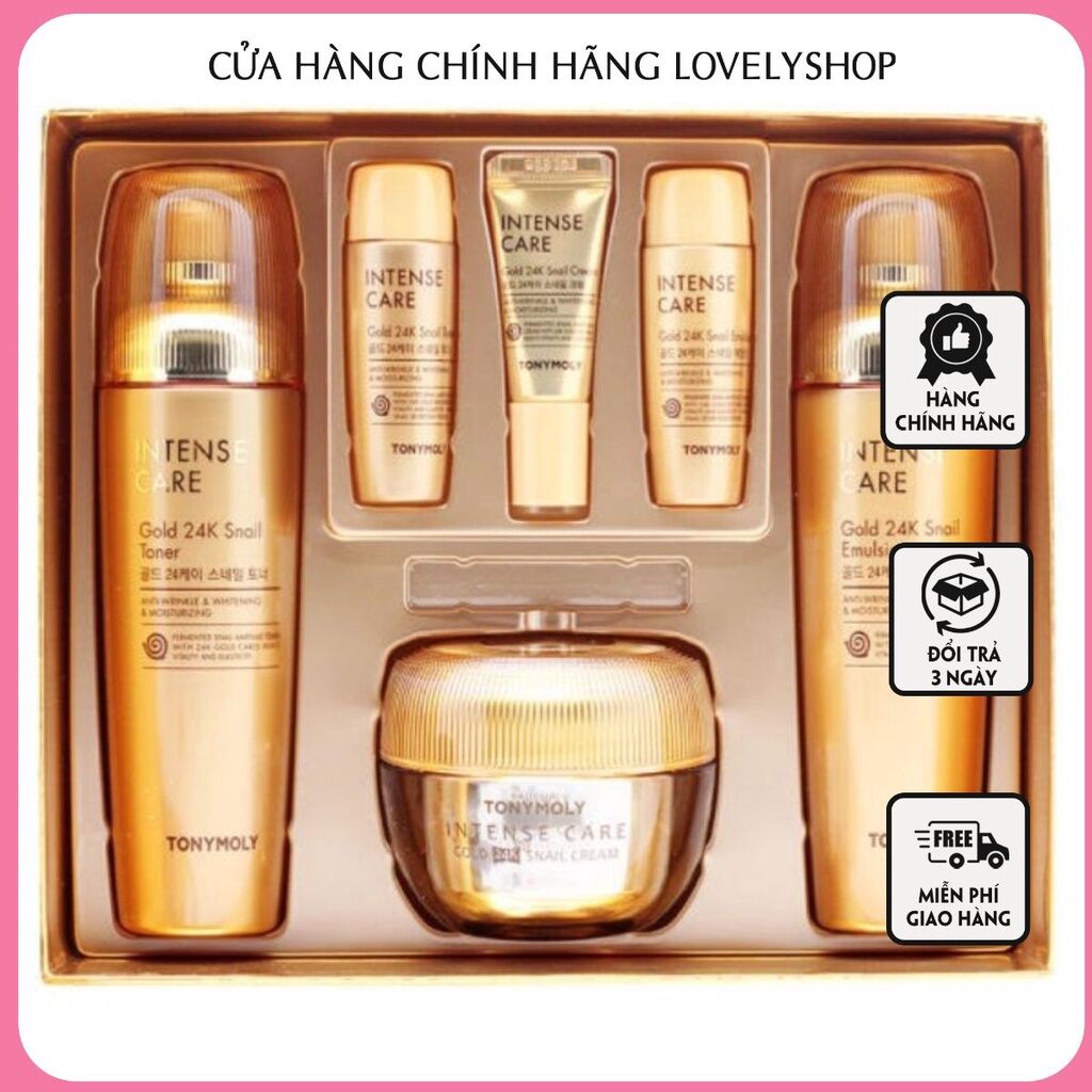 Set dưỡng da chống lão hoá ốc sên, vàng 24k Tonymoly Intense Care Gold 24k Snail Chính Hãng Hàn Quốc
