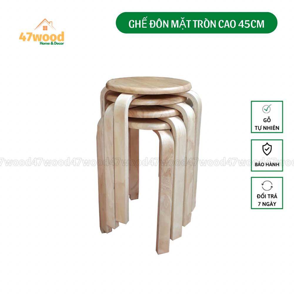 Combo 6 ghế cafe mặt gỗ 47wood - ghế đôn cao 45cm