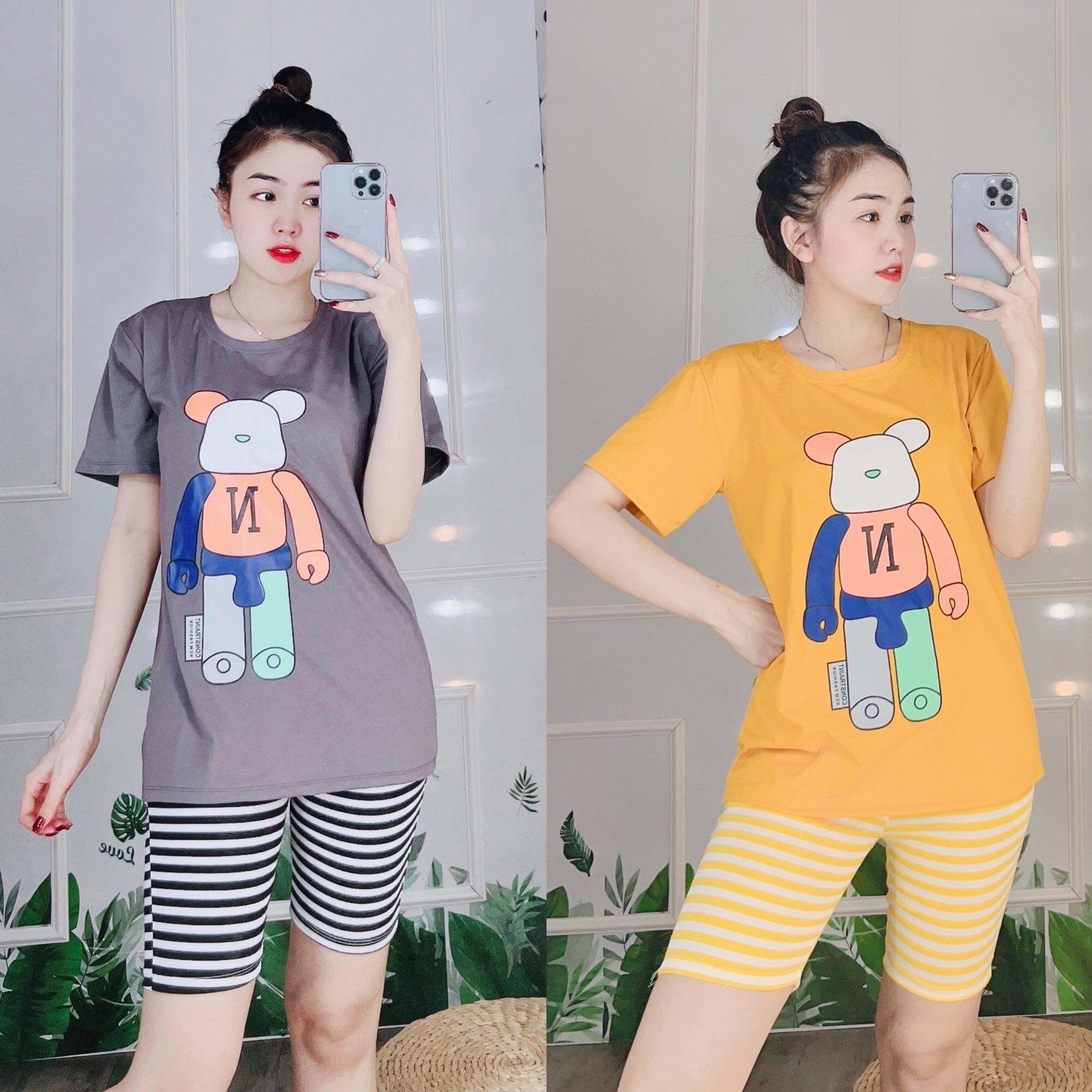 Set bộ, bộ đồ thun lửng chất liệu cotton mặc nhà dễ thương