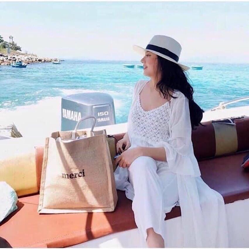 Túi cói đi biển Merci đi du lịch loại 1 túi to,lót dày dặn phong cách sang chảnh cho chị em