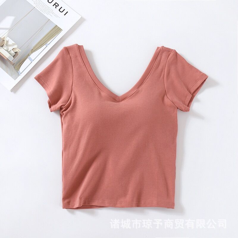 Áo thun cotton cổ V [ảnh thật]
