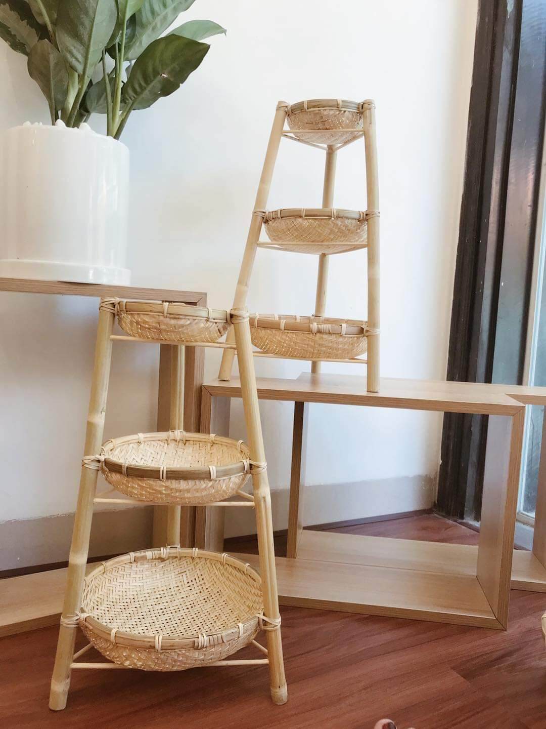 Kệ mẹt rổ tre 3 tầng