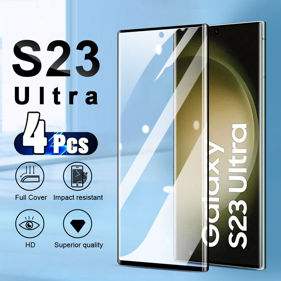 Phim bảo vệ màn hình kính cường lực Samsung Galaxy S23 Ultra S22 Plus 4 miếng Chống vân tay Chống trầy xước Chống nước