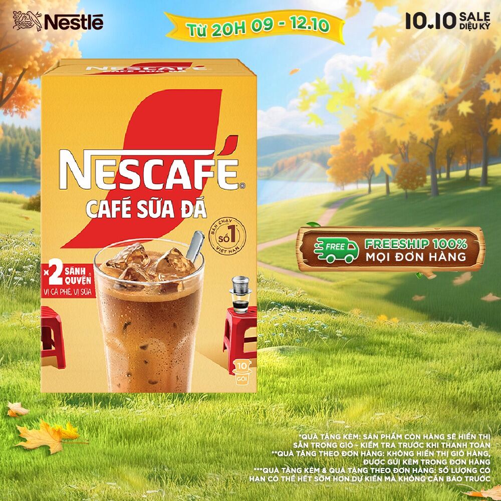 [FREESHIP TOÀN QUỐC] Cà phê sữa NESCAFÉ Cà Phê Sữa Đá (Hộp 10 gói x 24 g)