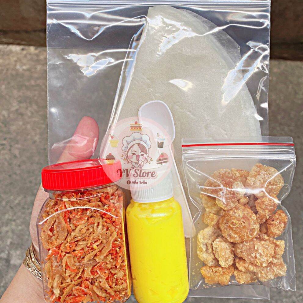 COMBO MINI : Bánh tráng phơi sương muối tép hành phi bơ béo tóp mỡ