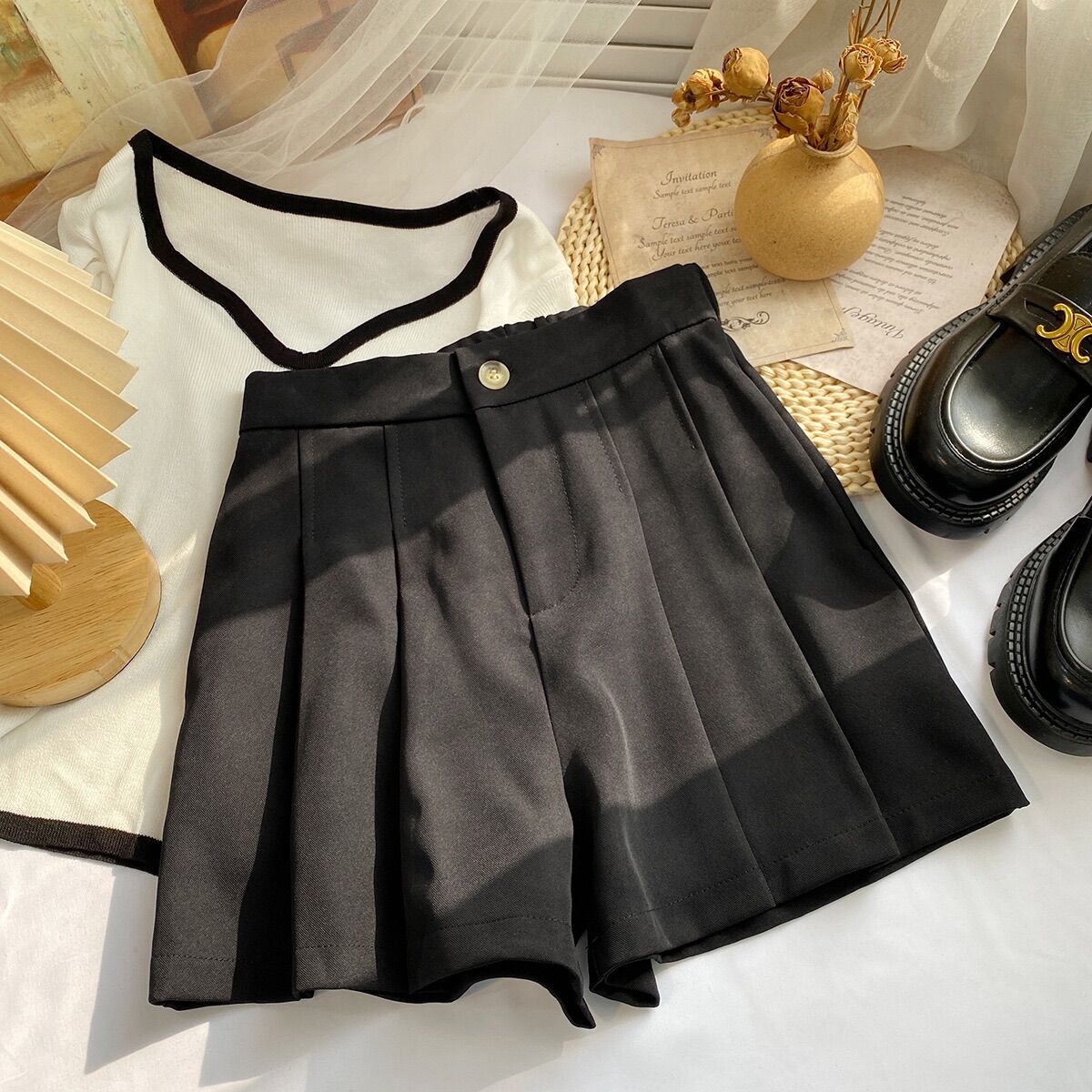 Quần Short Xếp Ly Lưng Cao Thun Sau 306