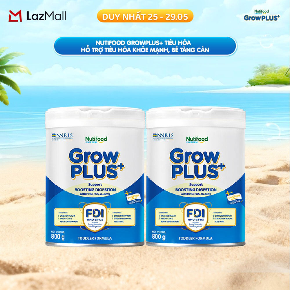 Combo of 2 Nutifood Sweden Growplus+ Digestive Milk Powder (Light Green) - Supports Healthy Digestion, Baby Gains Weight (800g Can)