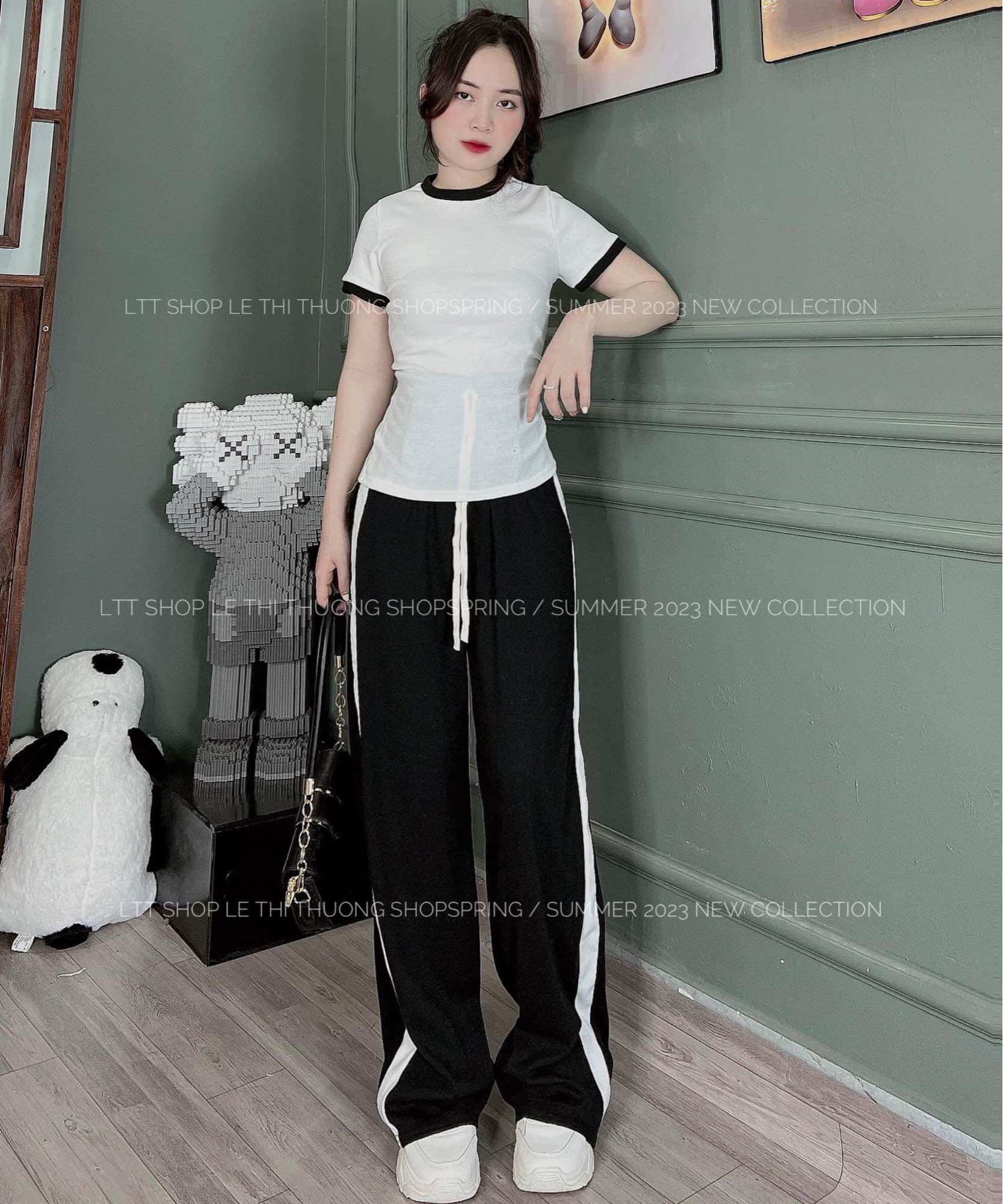♻️SET QUẦN SUÔNG 1 Sọc + áo thun phối viền