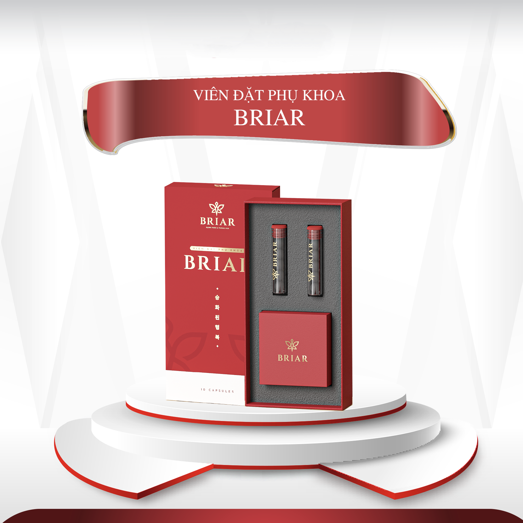 Che Tên Viên Đặt phụ khoa Se Khít Briar Đỏ 10 Viên - Viên Đặt Âm Đạo Phụ Khoa Chính Hãng