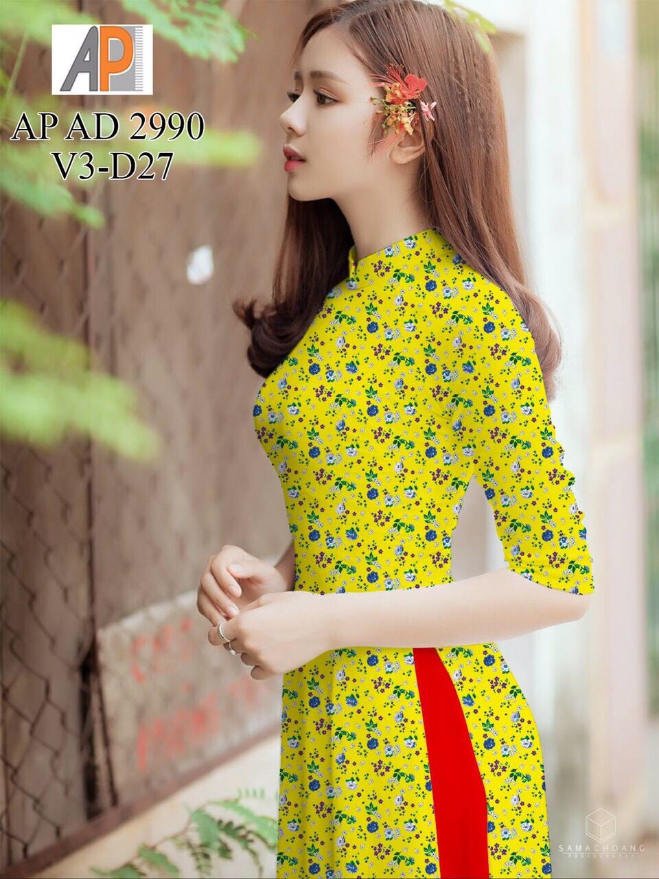 Vải áo dài hoa nhí