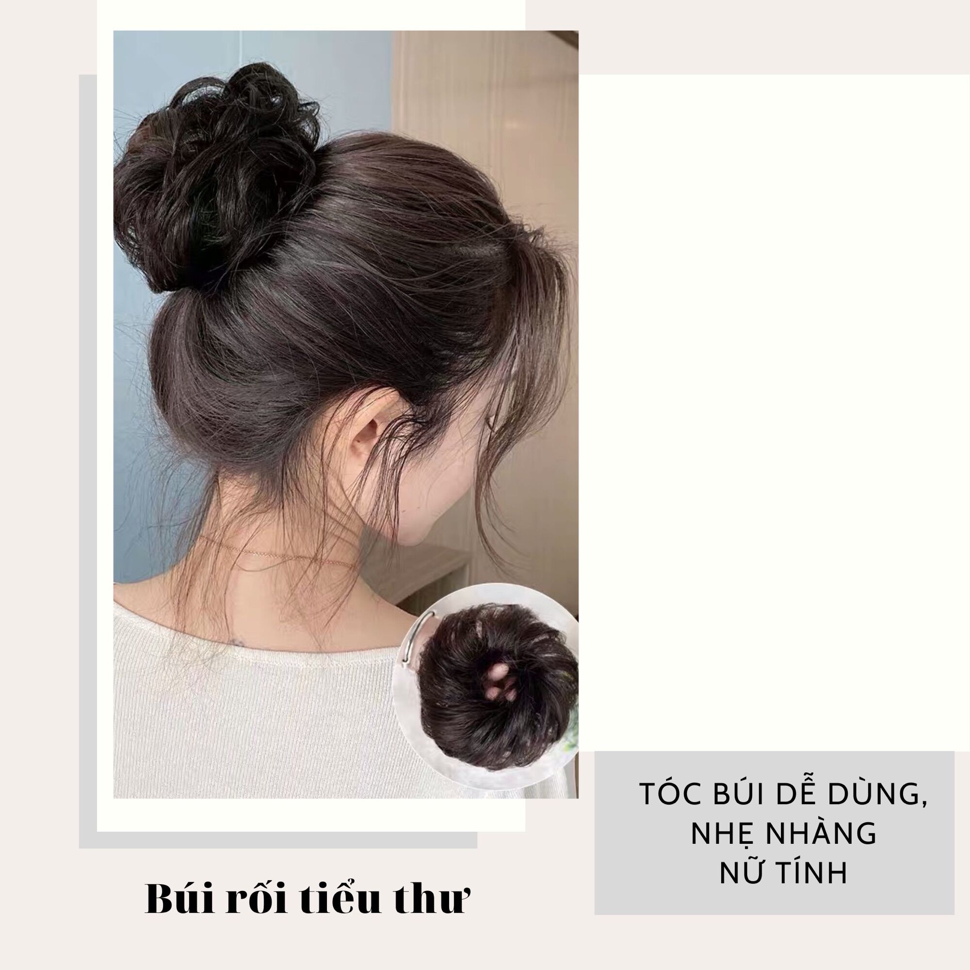 Búi Rối Tóc Giả, Tóc Búi Rối Cao Cấp Phong Cách Tiểu Thư Cho Nữ