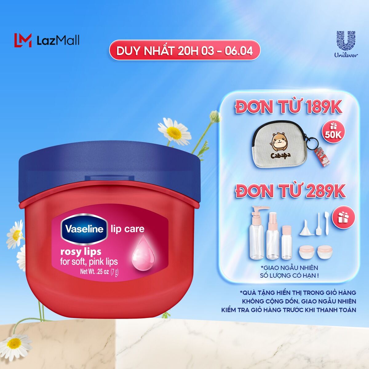 Sáp dưỡng môi Vaseline Hồng Xinh 7g