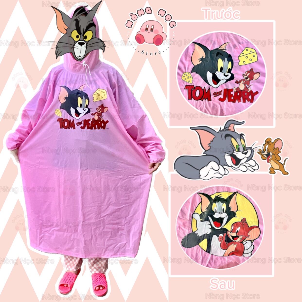 Áo Mưa Bít TOM&JERRY Hoạt Hình Cute Dễ Thương Tiện Lợi