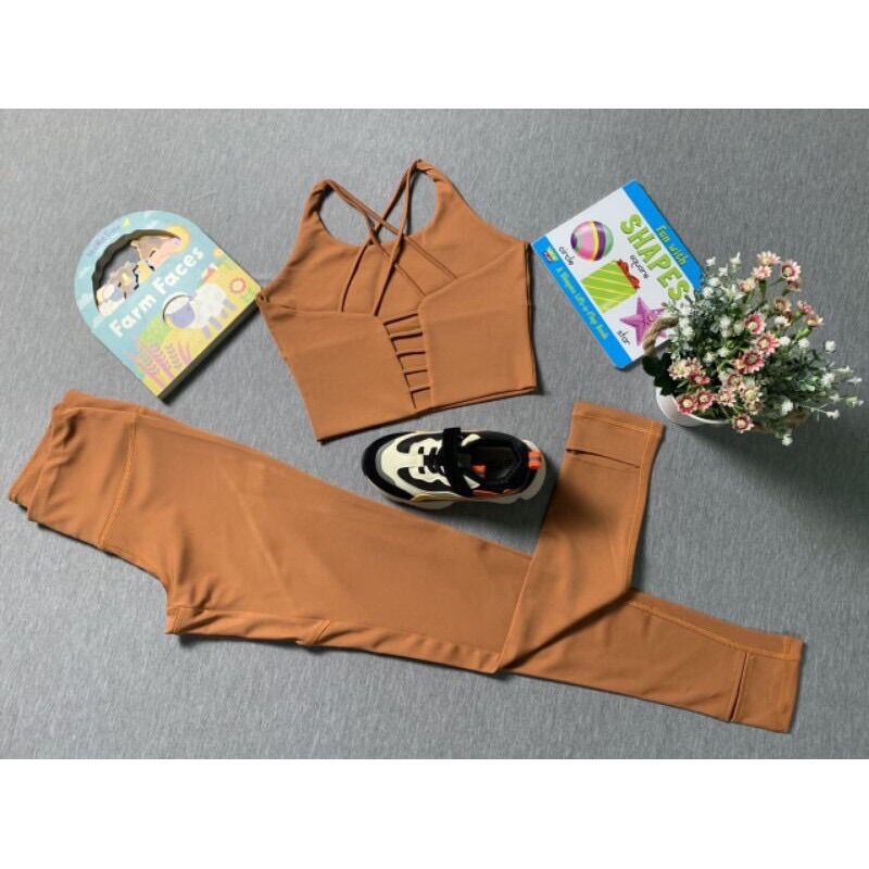 Set bộ đồ đan dây tập gym yoga nữ