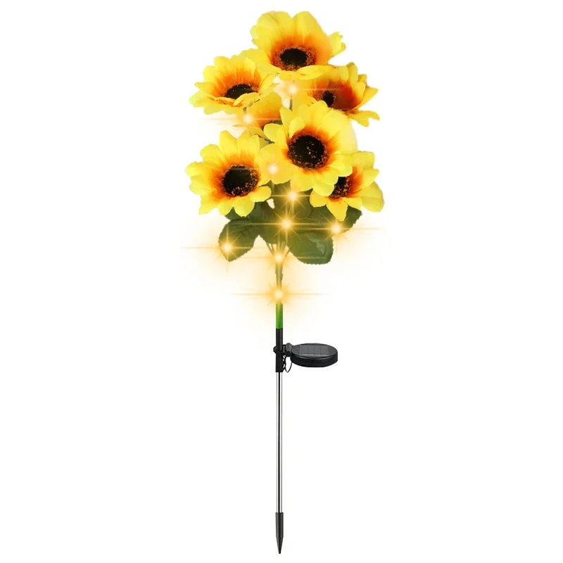 7 Đầu Đèn LED Năng Lượng Mặt Trời Hoa Hướng Dương Ánh Sáng Mô Phỏng Sân Vườn Sân Bãi Cỏ Đèn Ngủ Phong Cảnh Trang Trí Nhà Giáng Sinh Hoa Ánh Sáng IP65