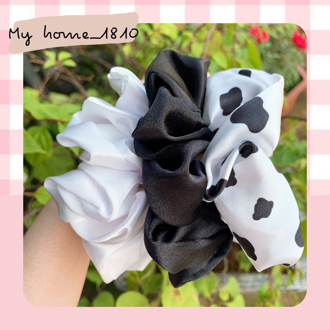 Cột tóc scrunchies bò sữa phi bóng cao cấp