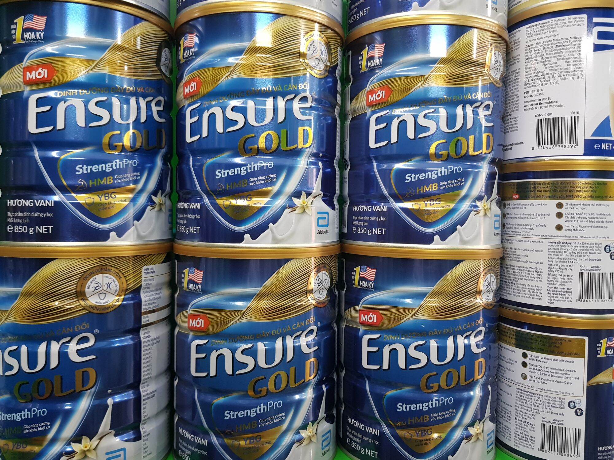 Sữa bột Ensure Gold hương vani 850gr (mẫu mới)