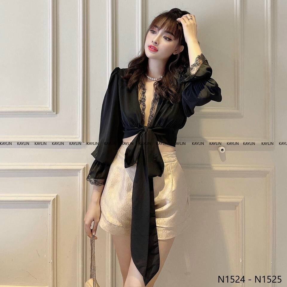 Áo voan phối ren cột eo đẹp from 50kg trở lại