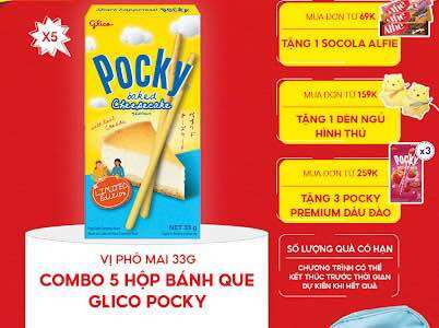 Combo 5 hộp bánh que Glico Pocky vị bánh nướng phô mai 33gr