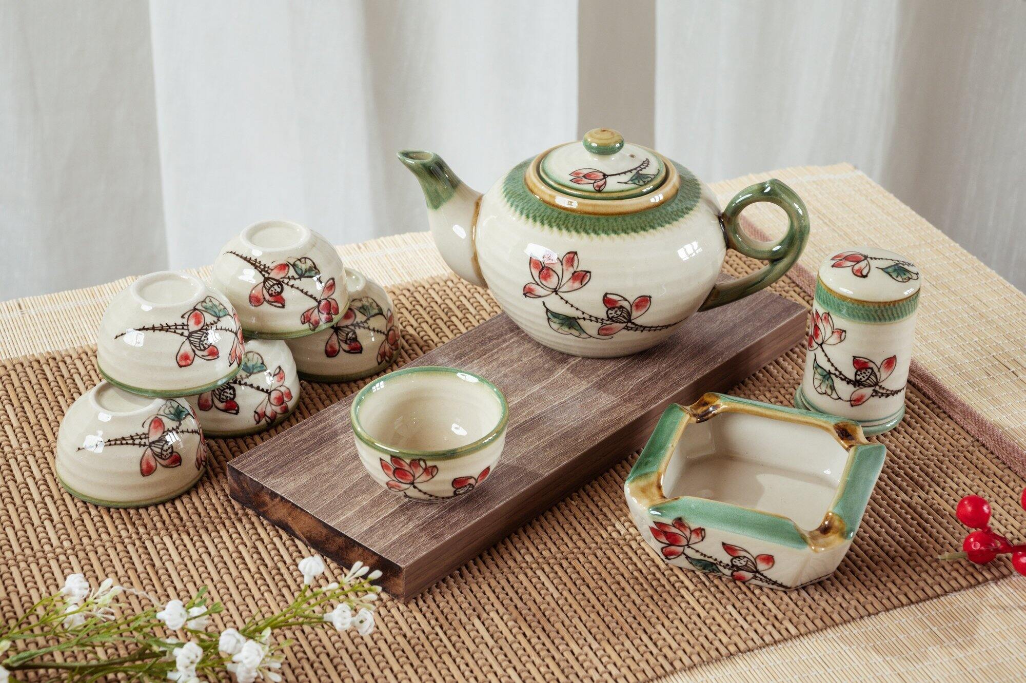 ẤM CHÉN PHA TRÀ BÁT TRÀNG BỘ ẤM TRÀ GỐM SỨ BÁT TRÀNG