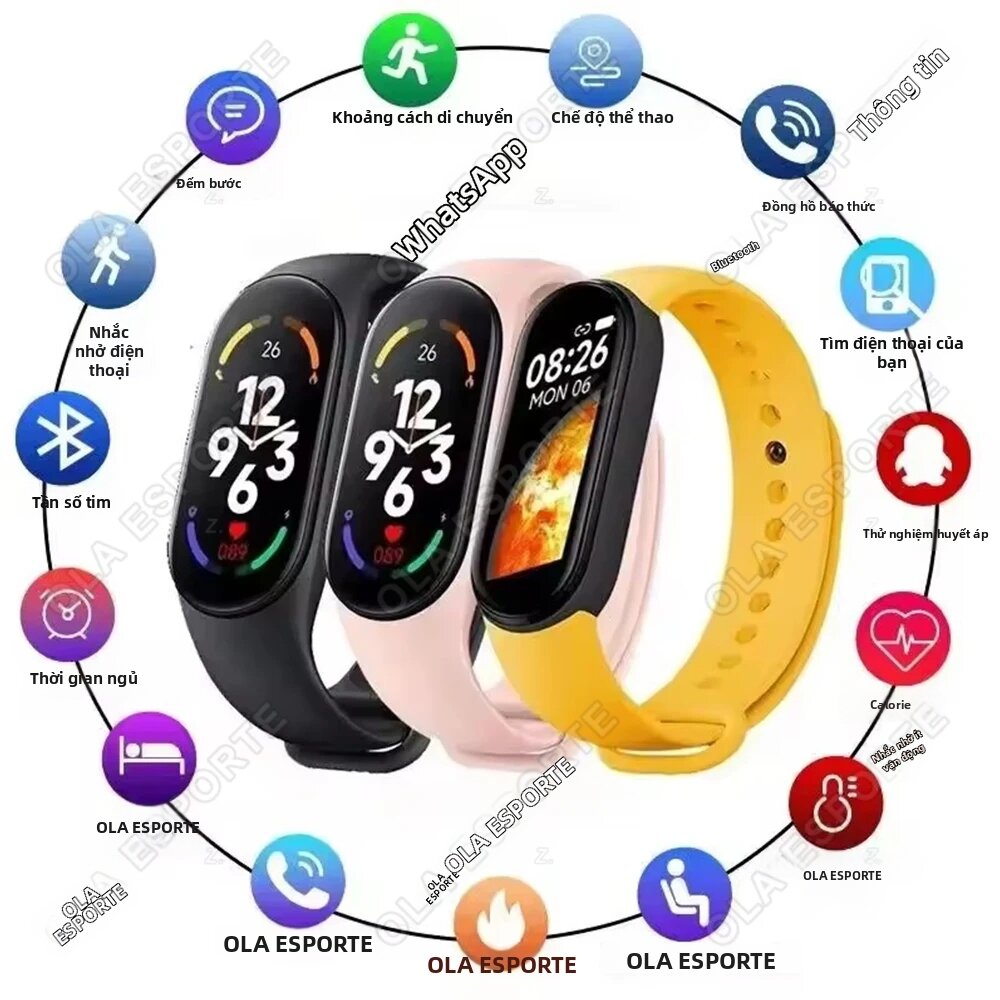 Đồng Hồ Thông Minh M7 Dành Cho Nam Nữ Với Màn Hình AMOLED, Theo Dõi Nhịp Tim, Huyết Áp, Thiết Bị Theo Dõi Thể Dục, Vòng Đeo Tay Thể Thao Với Chức Năng Nhắc Nhở Tin Nhắn