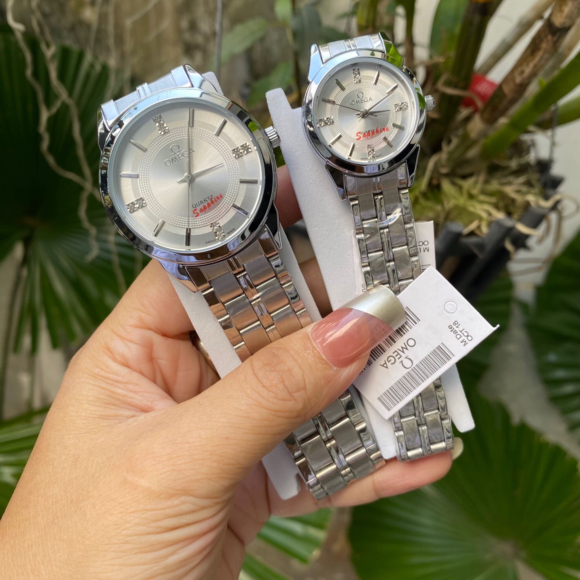 Đồng hồ Omega 082 màu trắng nam/ nữ, máy Nhật, kiếng saphire