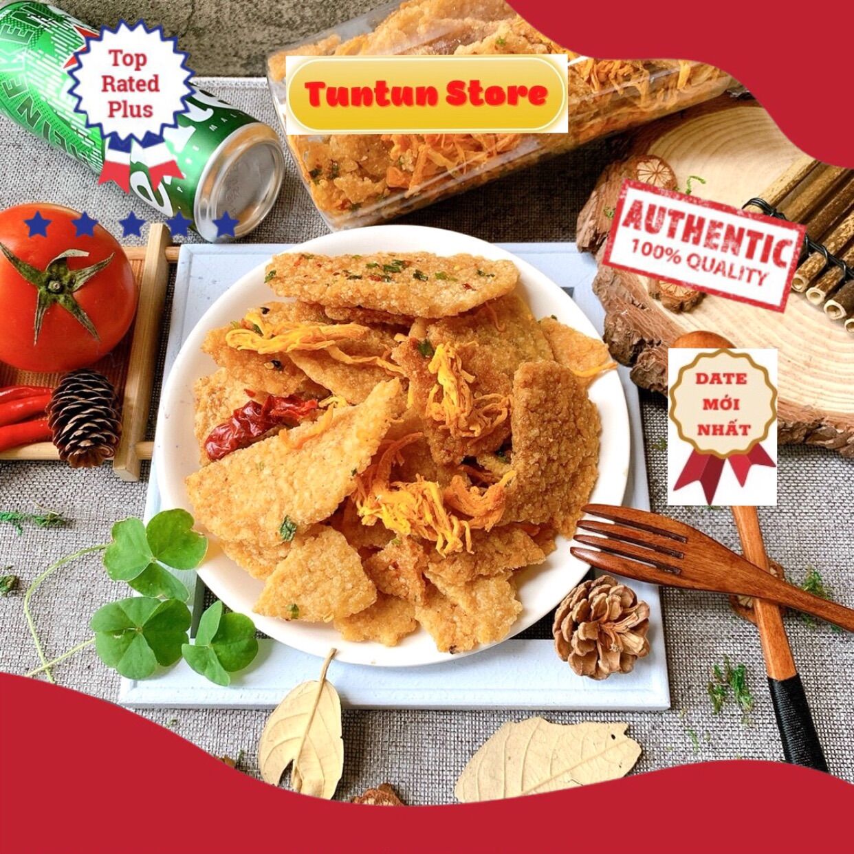 Cơm cháy chiên mắm lắc khô gà Tuntun store vừa ngon vừa rẻ,đồ ăn vặt khô gà mắm hành hũ 300g