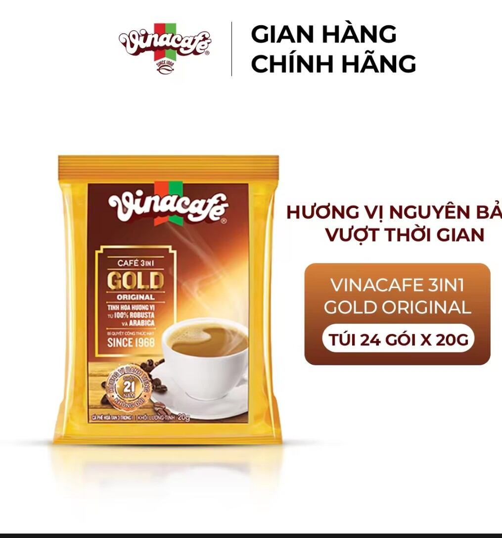 Cà phê vinacafe 3in1 gold original - túi 24 gói ×20g date tháng 7/2025