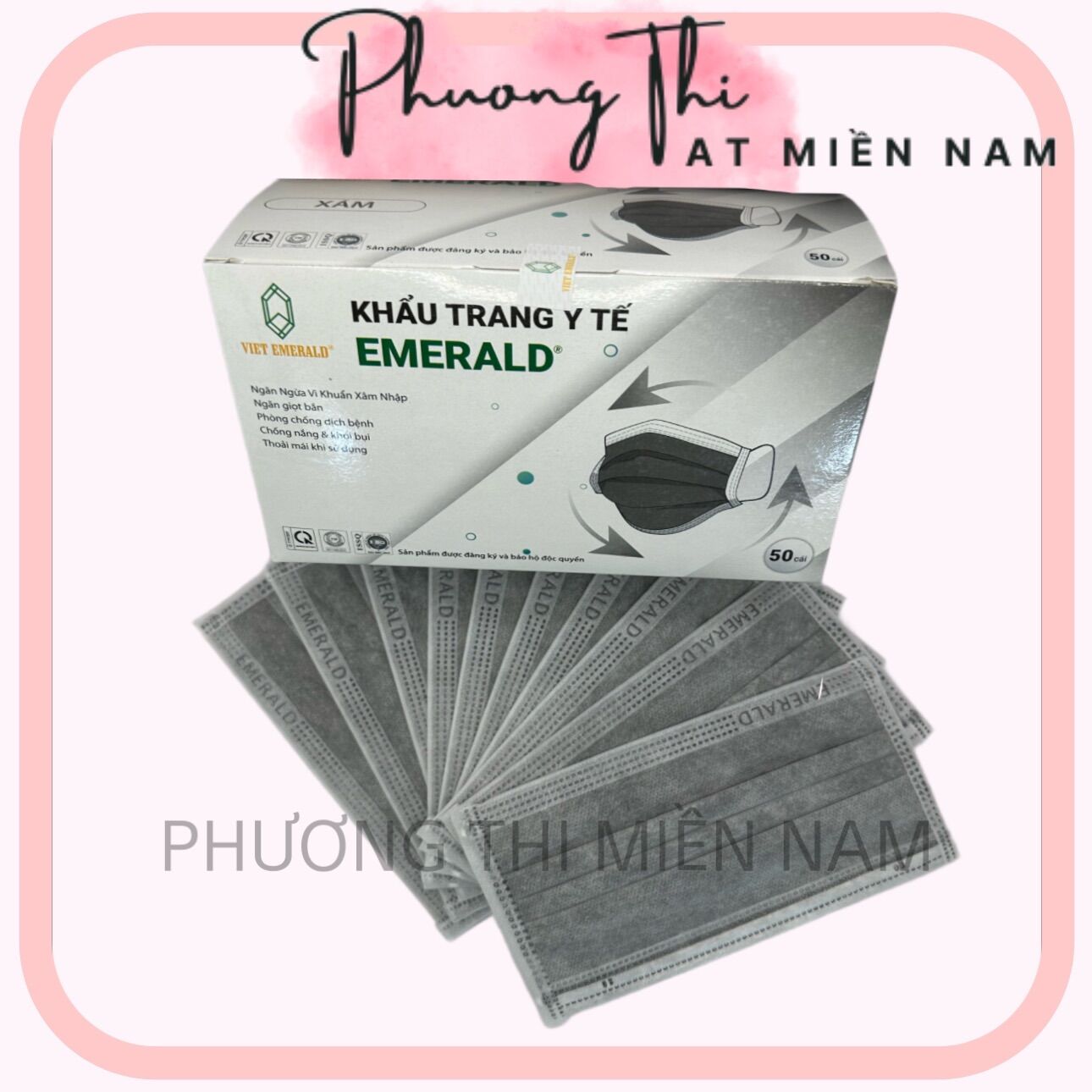 [ COMBO 5 HỘP x 50 CÁI ] KHẨU TRANG Y TẾ 4 LỚP KHÁNG KHUẨN EMERALD