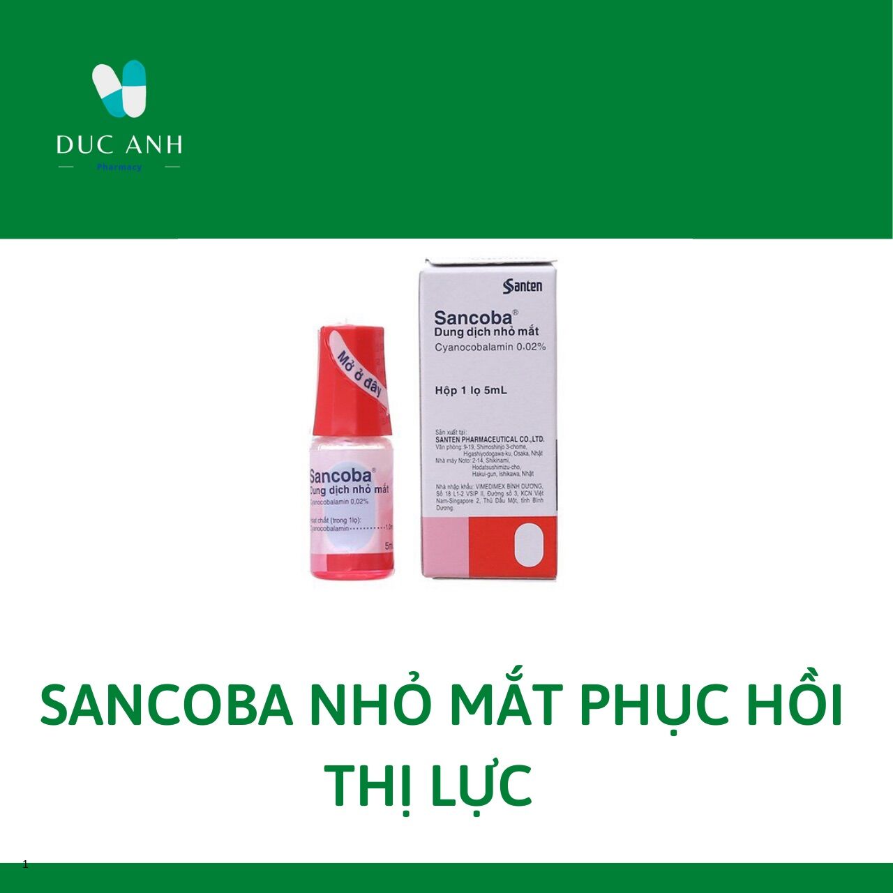 Sancoba Nhật Bản 5Ml - Nhỏ Mắt Phục Hồi Thị Lực Chống Cận Thịđau Mỏi Mắt☘️Hàng Chính Hãng Nhập Từ Công Ty☘️