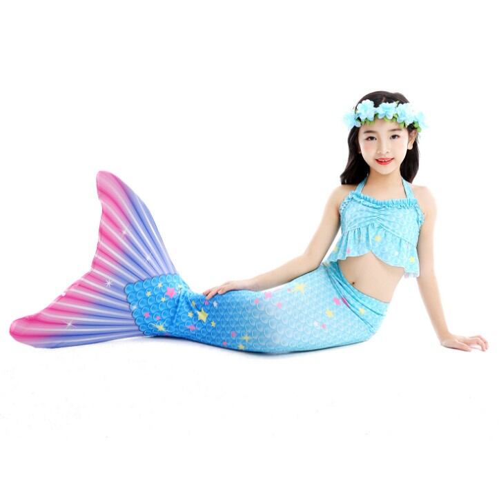 Áo Tắm Trẻ Em Mẫu Mới Trang Phục Nàng Tiên Cá Kiểu Váy Công Chúa Bé Gái Bộ Ba Chiếc Đuôi Bikini Trẻ Em Vừa Và Lớn Hai Mảnh