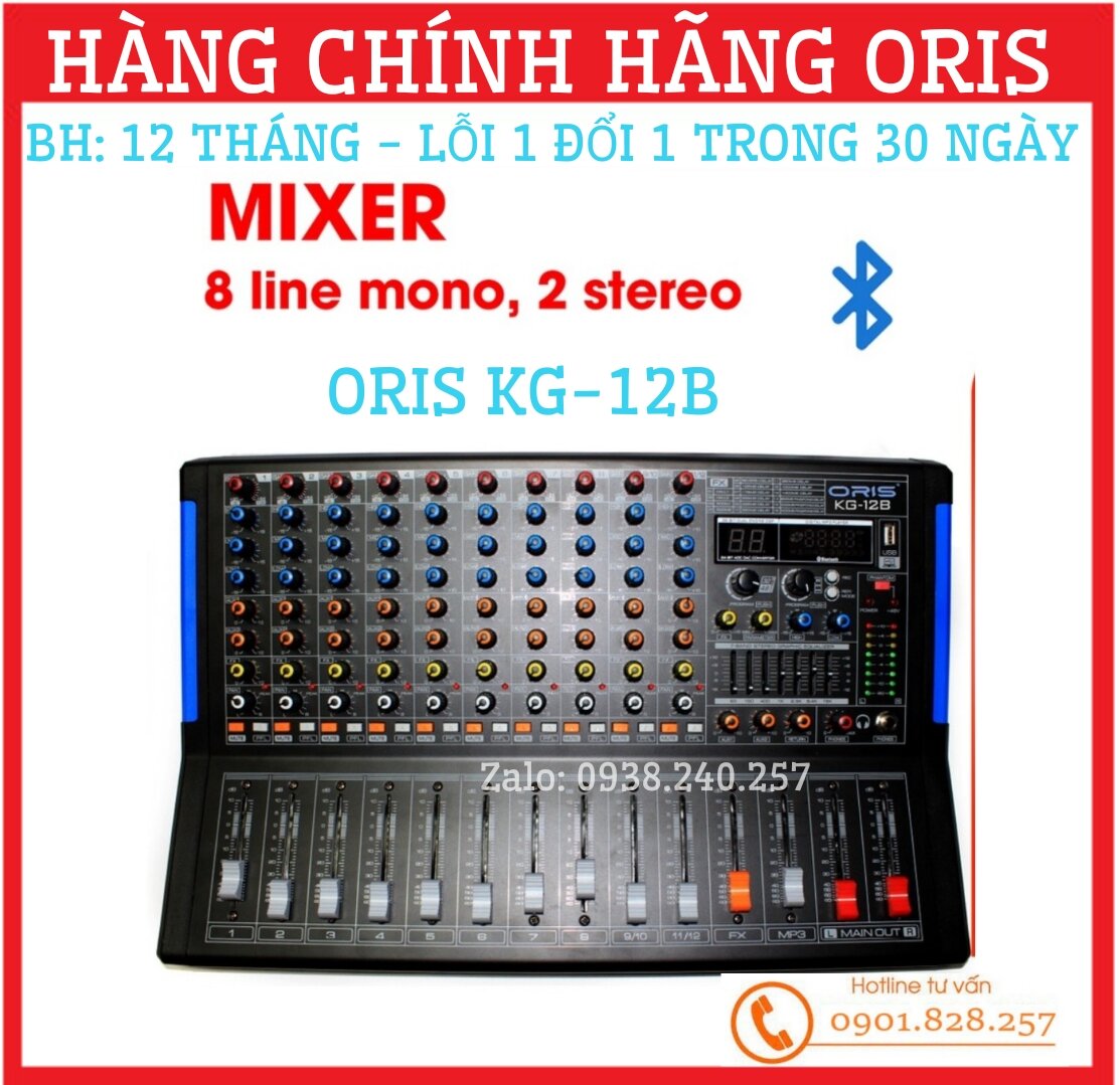 Mixer cao cấp bluetooth chính hãng oris kg-12b đầy đủ chức năng xử lý âm thanh chuyên nghiệp - mixer oris - oris kg-12b - mixer karaoke