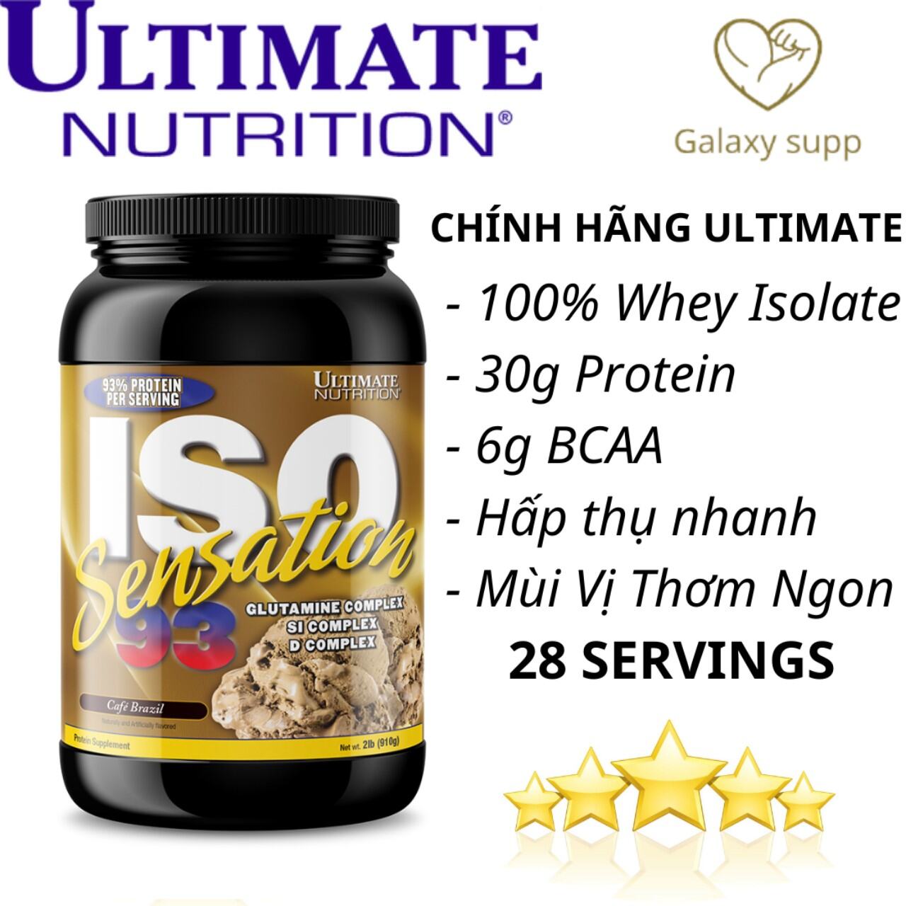 Ultimate Nutrition Whey Protein - Sữa Tăng Cơ ISO Sensation 93 3.5lbs